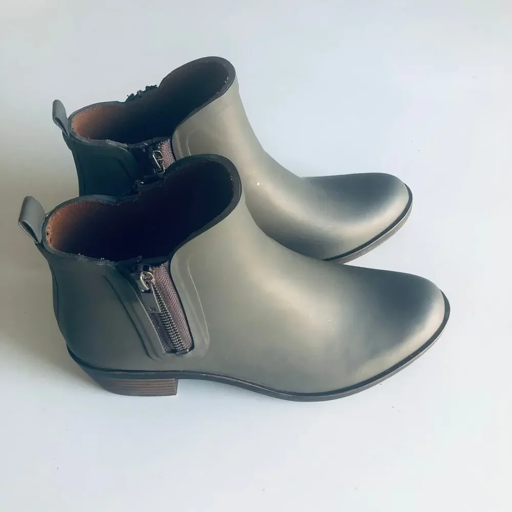Lucky Brand 'Basel' Women's 8 Rain Boot Gray Ankle Bootie Rubber Outdoor Garden